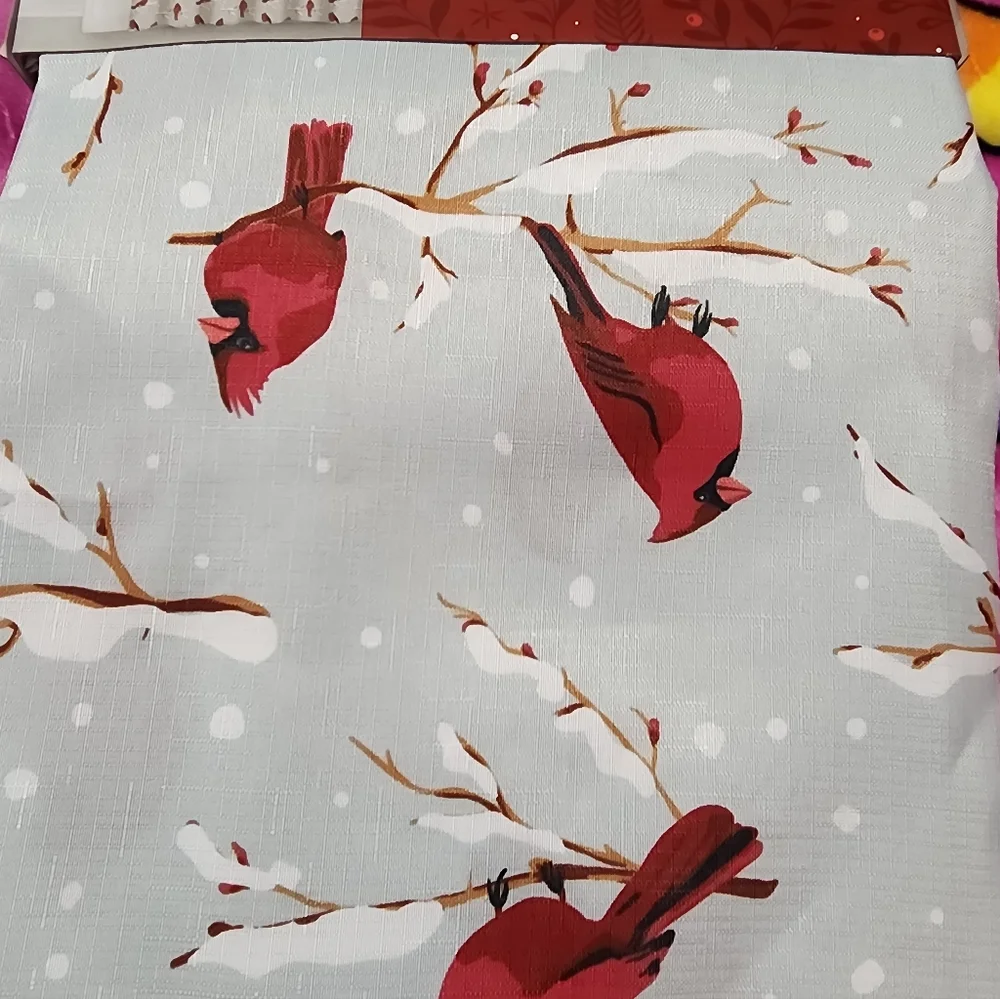 NWT Beautiful CARDNIAL BIRD WITH SNOW / SHOWER HOOKS